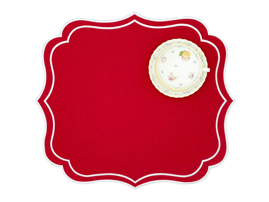 red embroidery placemats