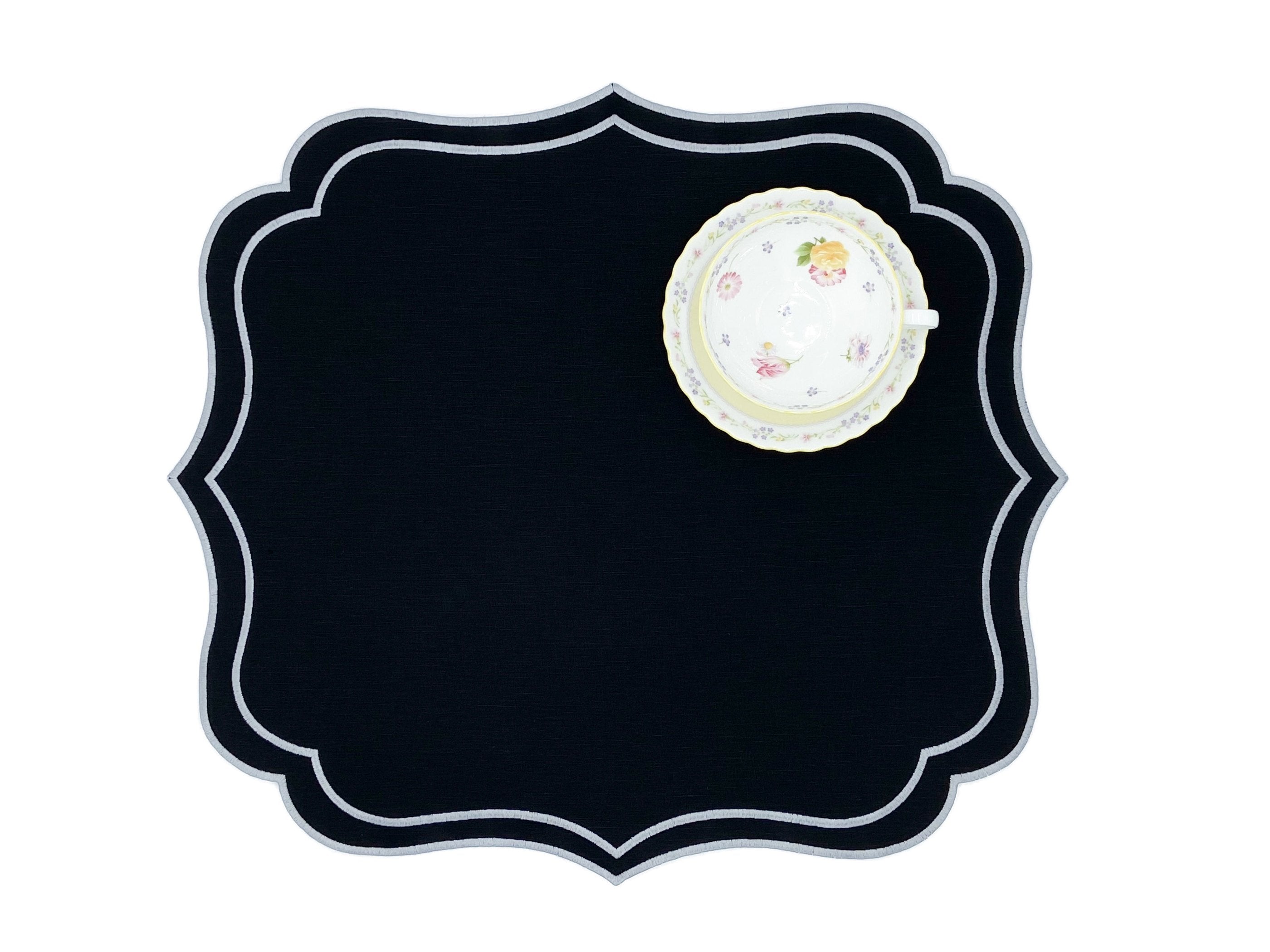 black cotton linen placemat