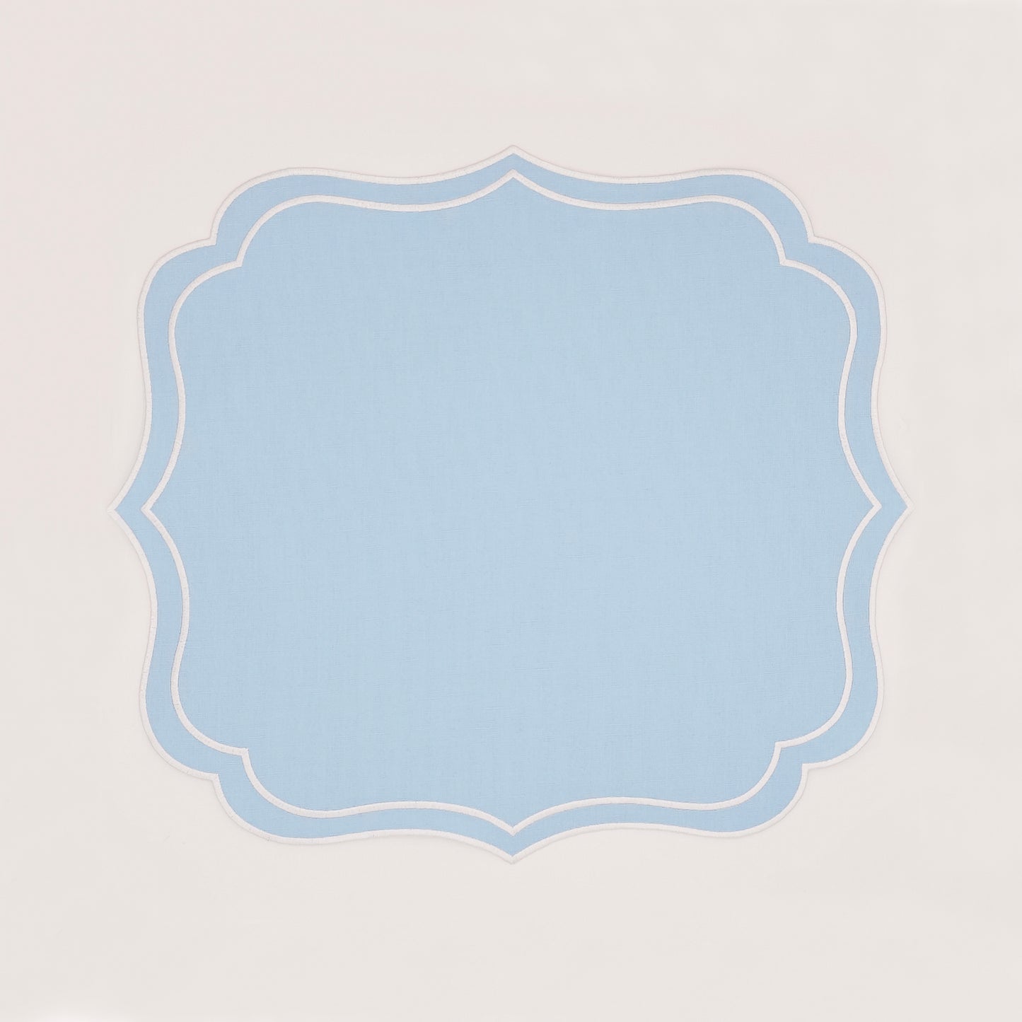 Charlotte Scallop Embroidered Placemats - Baby Blue