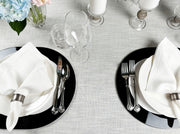 black and white table settings