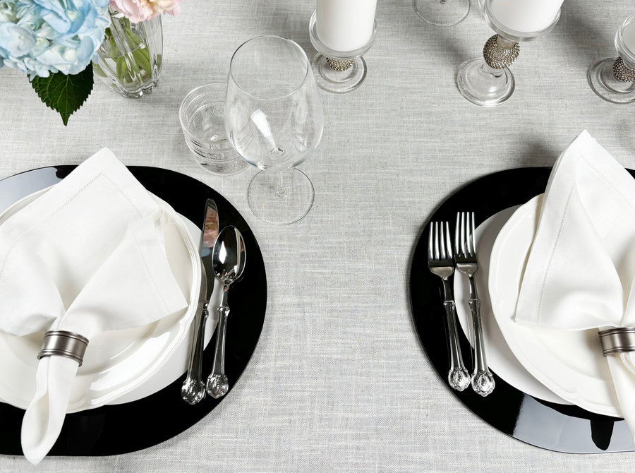 black and white table settings