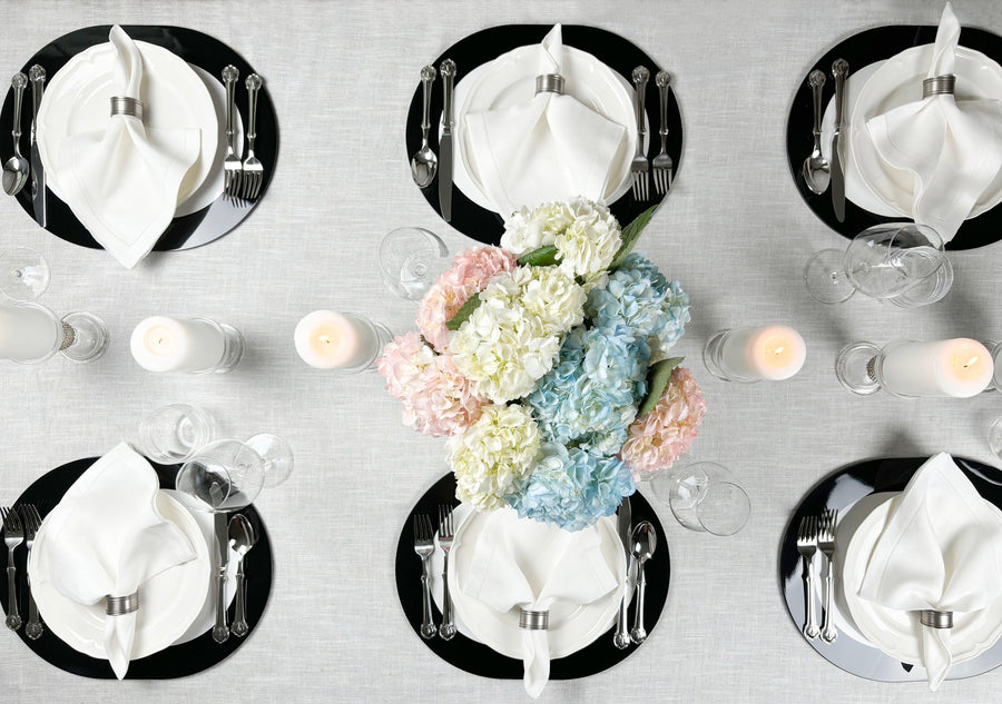 black and white table setting