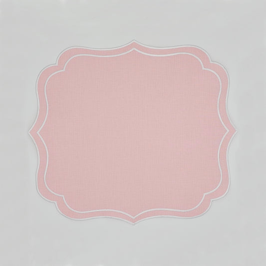 Charlotte Scallop Embroidered Placemats - Baby Pink
